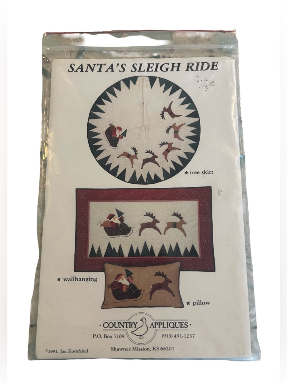 Vintage Santa Sleigh Ride Quilt Pattern
Country Appliques 1991 Christmas